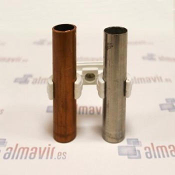 ABRAZADERA BLANCA CLIP DOBLE M-6 14-15mm 3/8  BOLSA 5 UNIDADES