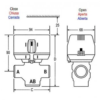 VÁLVULA DE 3 VÍAS ON/OFF SPST VC4613M - HONEYWELL